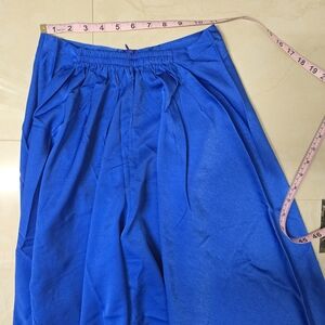 Elegant Blue Super Wide Leg Skirted Pant. Ao Dai Quan Vay.